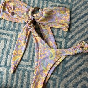 Colorful Patterned Bikini with Ring Detail